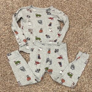 GAP Kids Gray Halloween dog Print Pajama Set